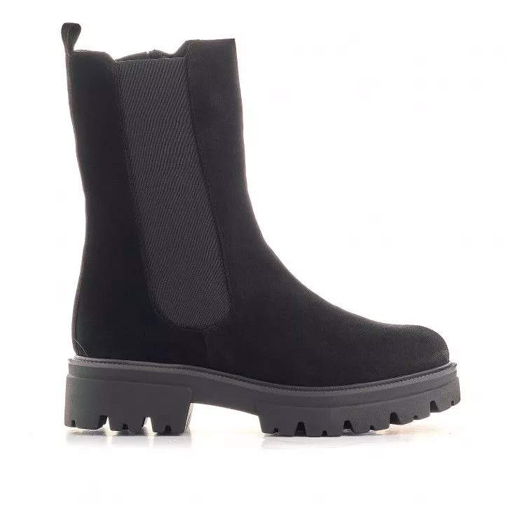 Botines tacón Redlove viveka negras con serraje y elástico