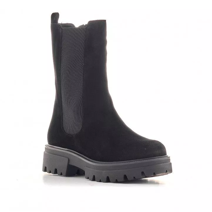 Botines tacón Redlove viveka negras con serraje y elástico