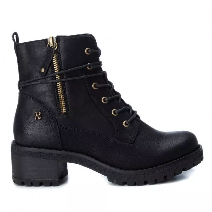 Botines tacón Refresh negros con cremallera color cobre