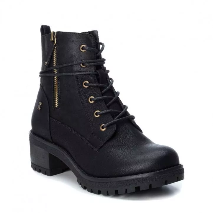 Botines tacón Refresh negros con cremallera color cobre