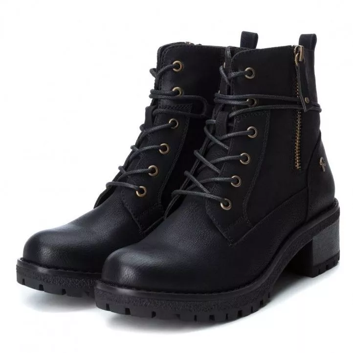 Botines tacón Refresh negros con cremallera color cobre