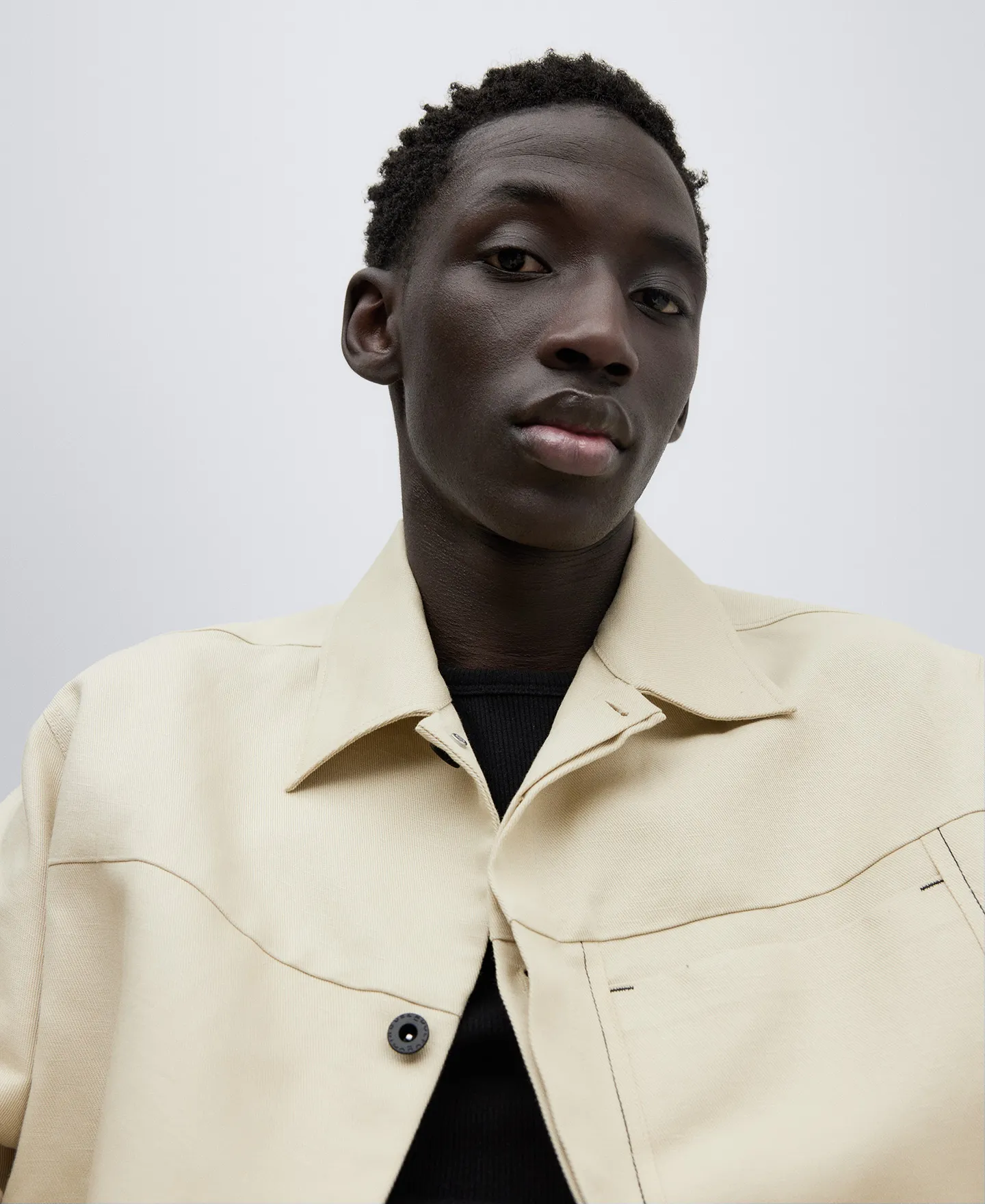 Boxy cotton linen overshirt for man