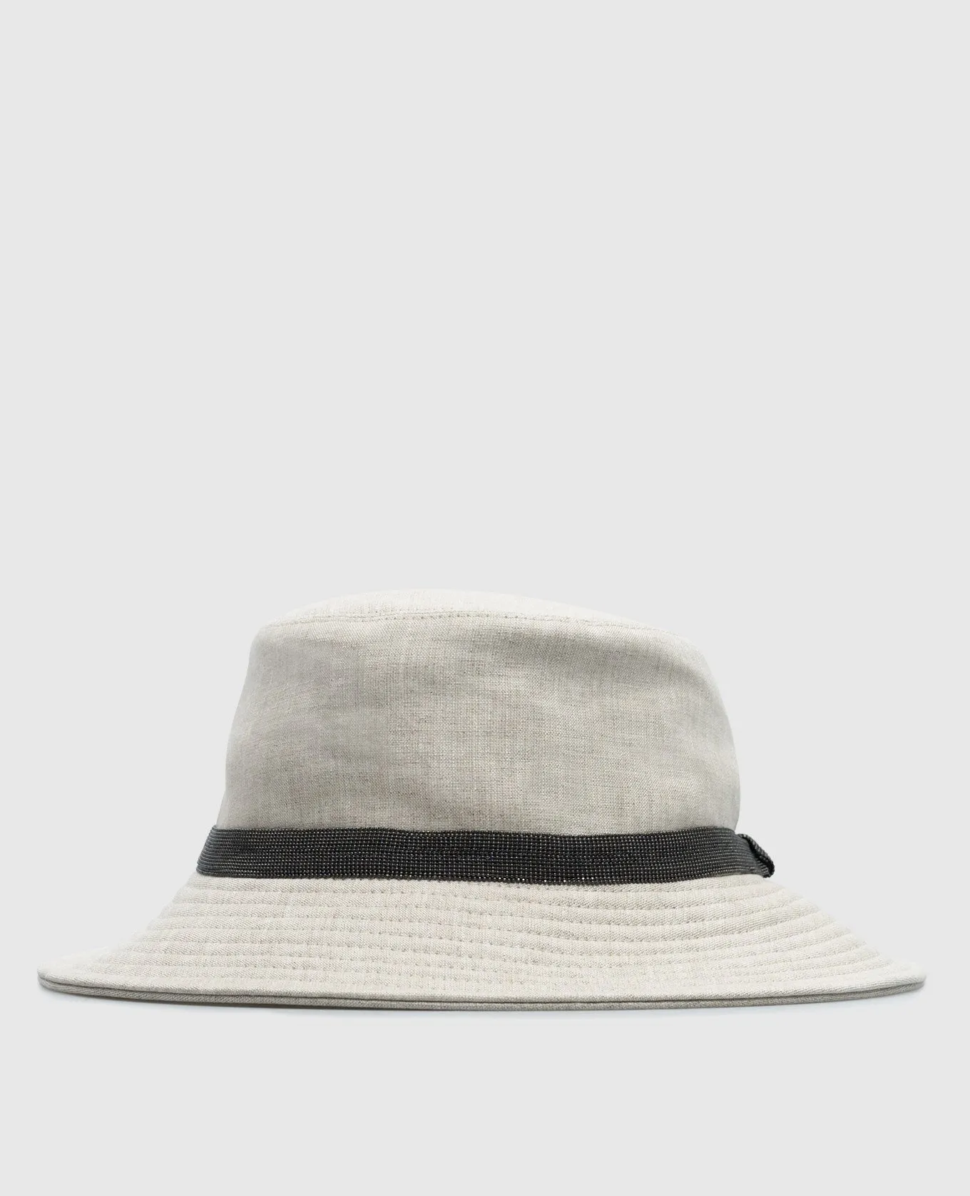 Brunello Cucinelli Beige linen panama with monil chain