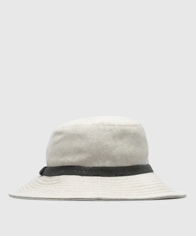 Brunello Cucinelli Beige linen panama with monil chain