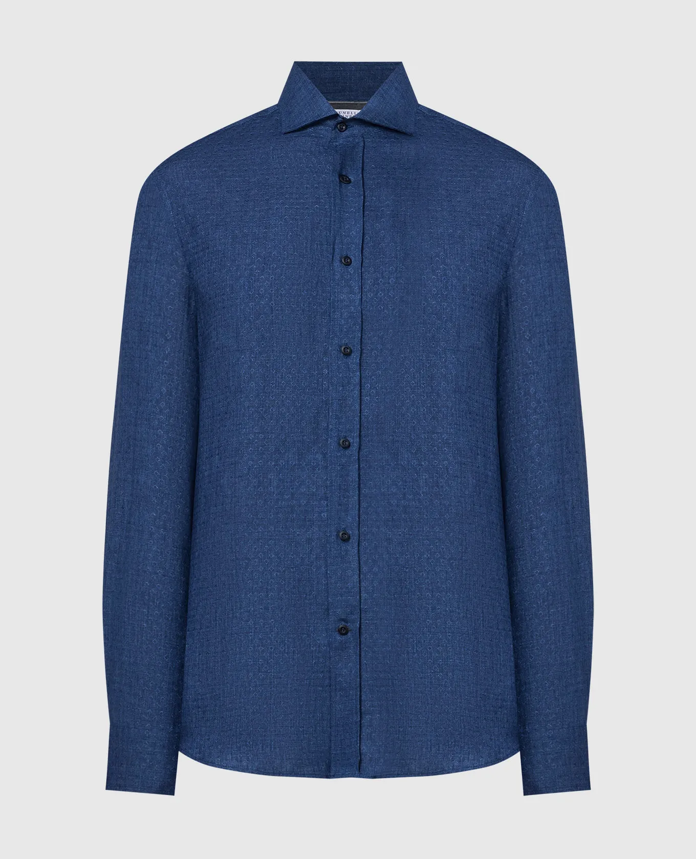 Brunello Cucinelli Blue patterned linen shirt