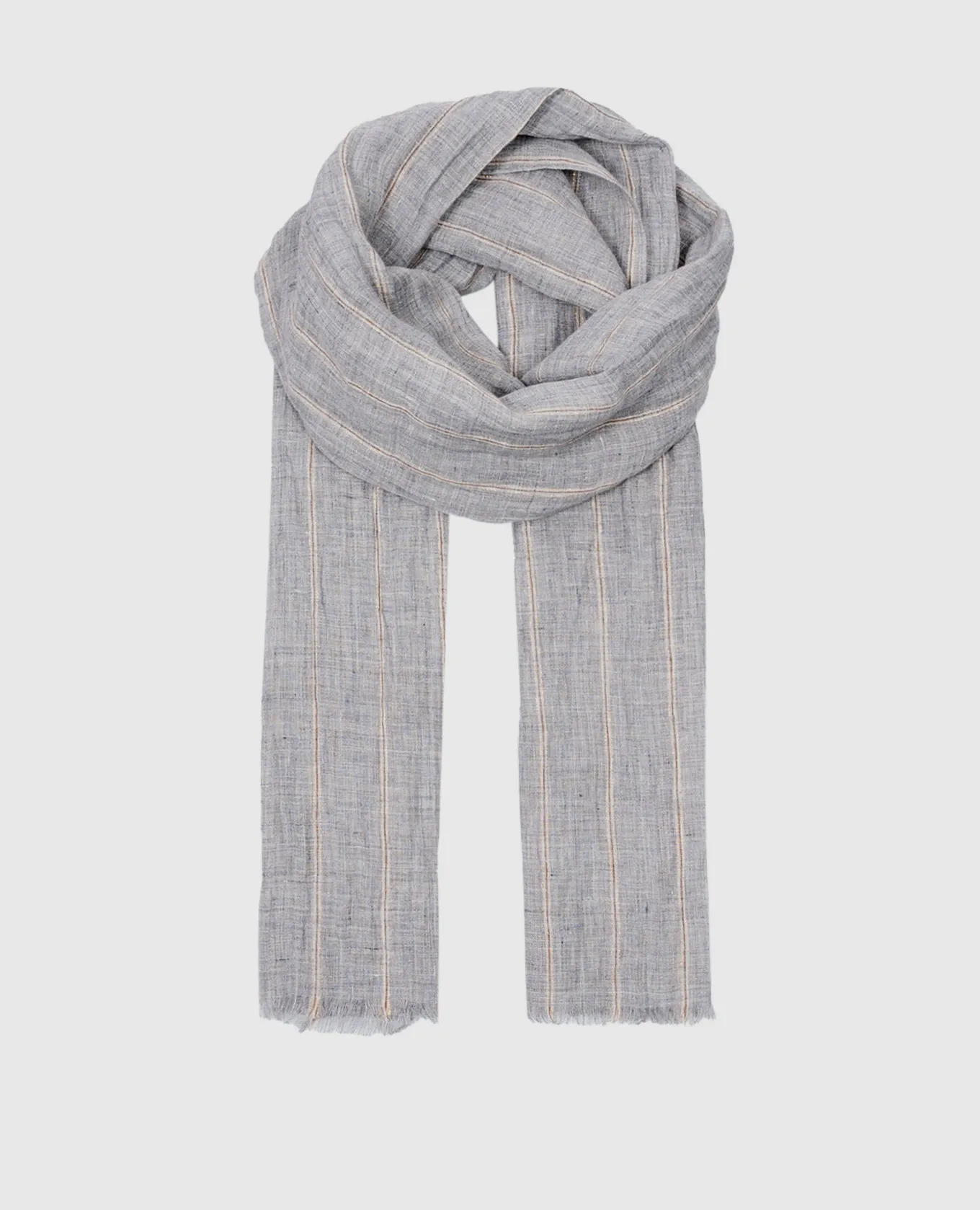 Brunello Cucinelli Gray striped linen stole