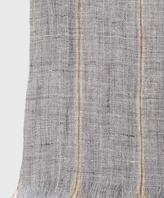 Brunello Cucinelli Gray striped linen stole