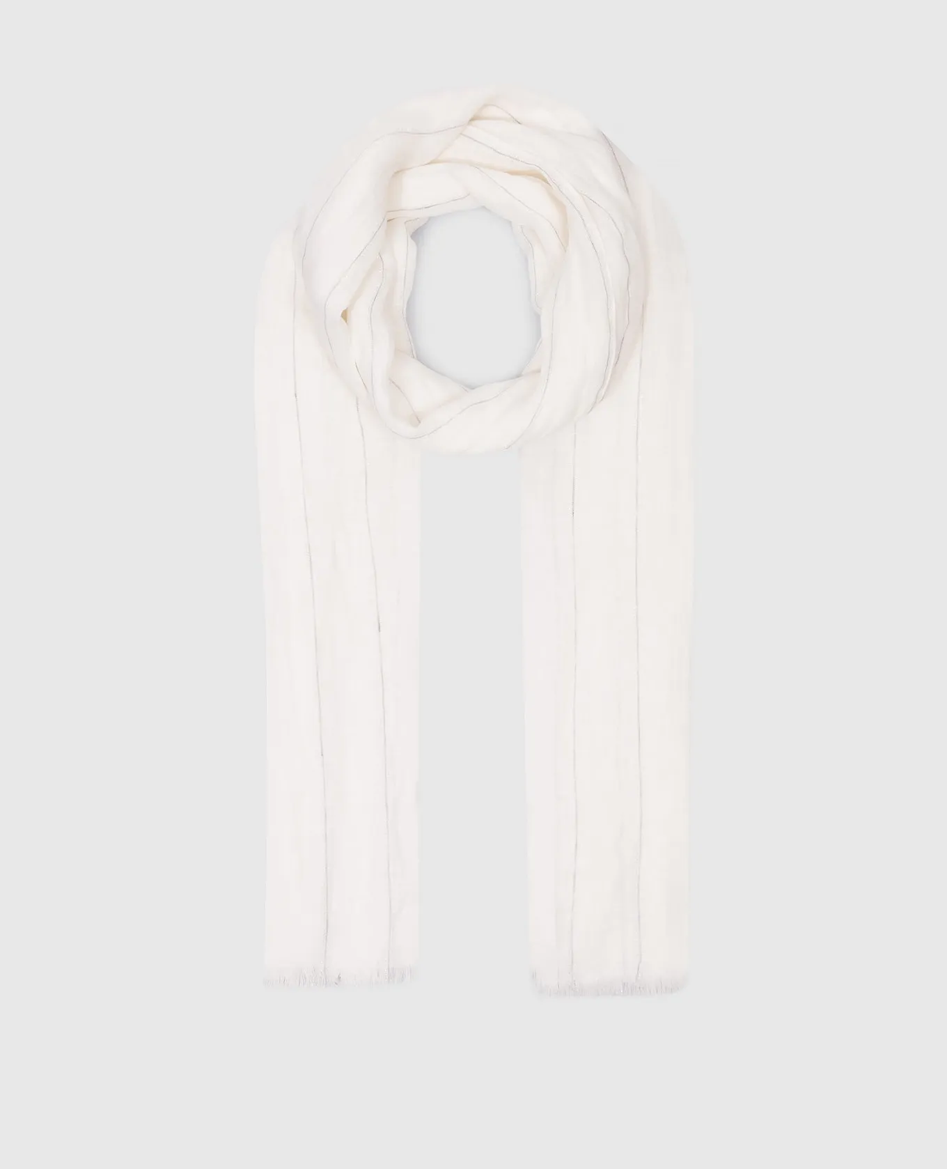 Brunello Cucinelli White striped linen stole