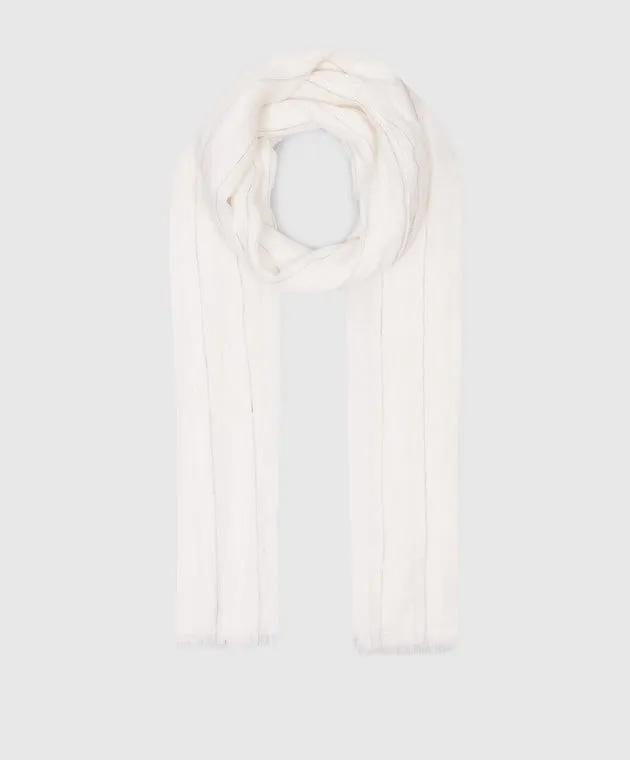 Brunello Cucinelli White striped linen stole