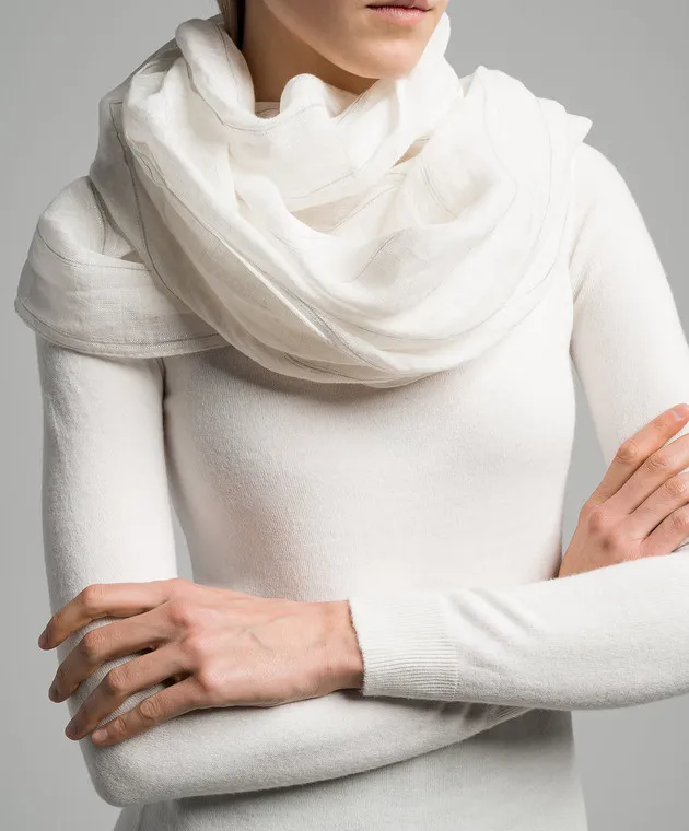 Brunello Cucinelli White striped linen stole