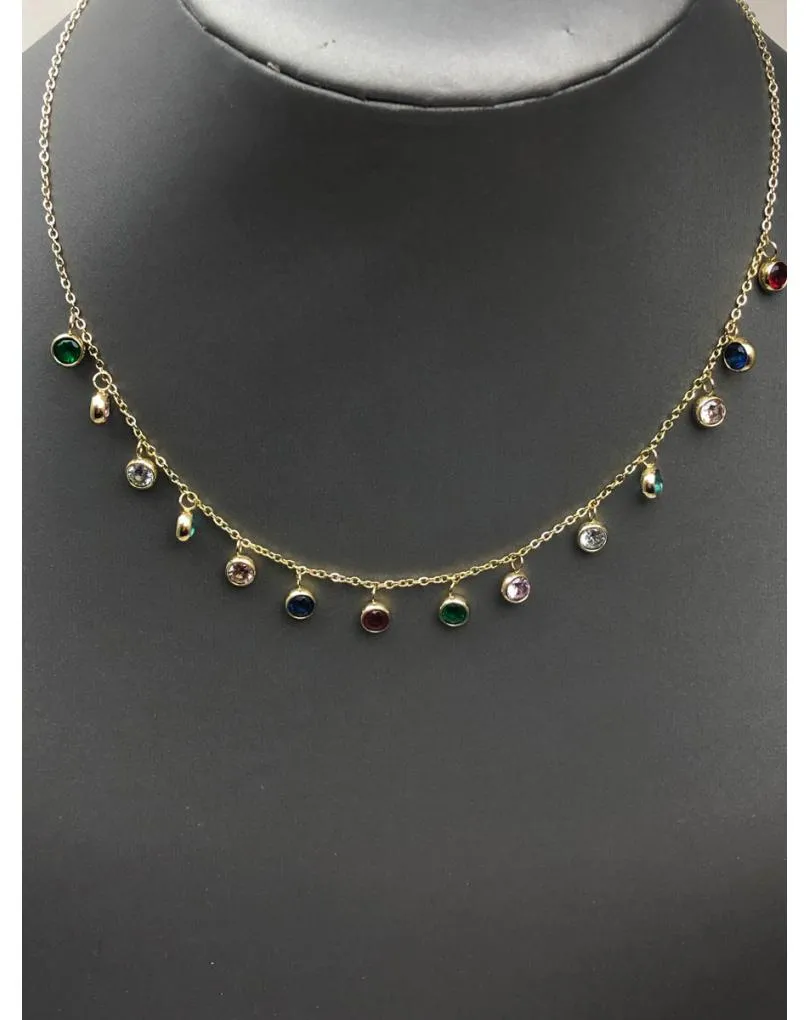 CADENAS MUJER FINAS Y ELEGANTES CON CRISTALES DE COLORES