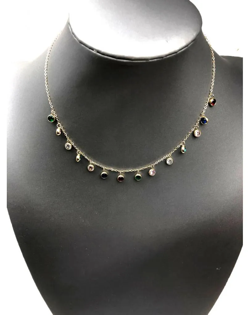 CADENAS MUJER FINAS Y ELEGANTES CON CRISTALES DE COLORES
