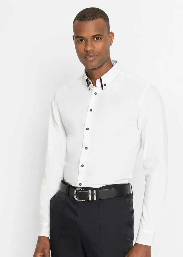Camisa de oficina con mangas largas Blanco