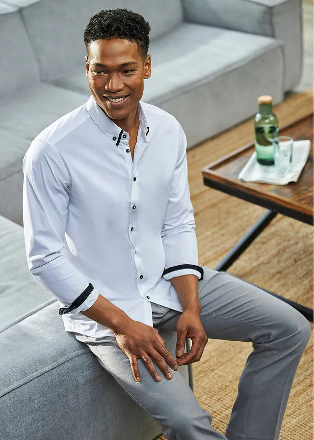 Camisa de oficina con mangas largas Blanco