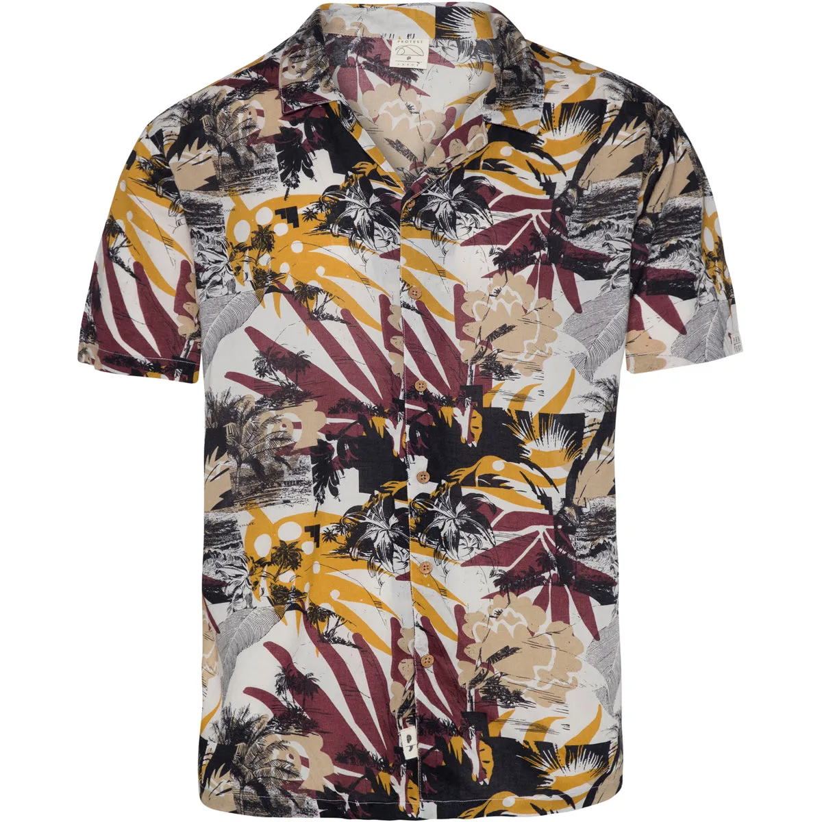 Camisa Hombre Prtraikk Short Sleeve Shirt Protest Marrón