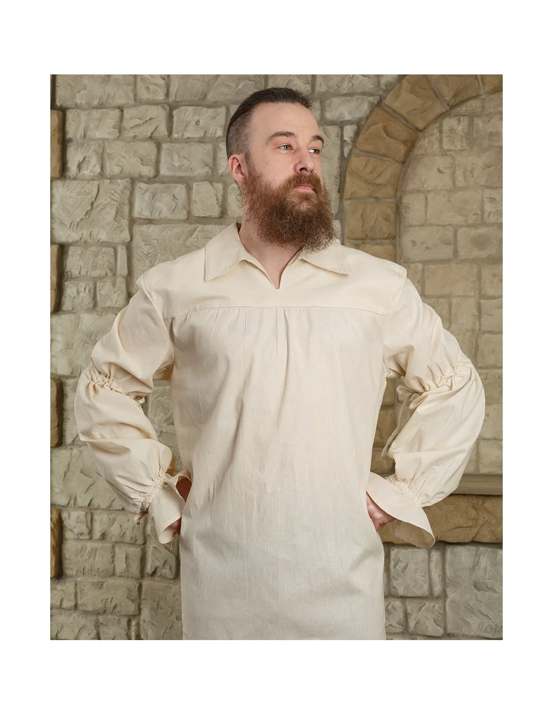 Camisa medieval en algodón crema modelo Tilly