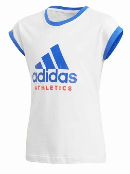 camiseta adidas sport blanco/azul niña