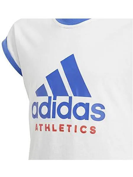 camiseta adidas sport blanco/azul niña