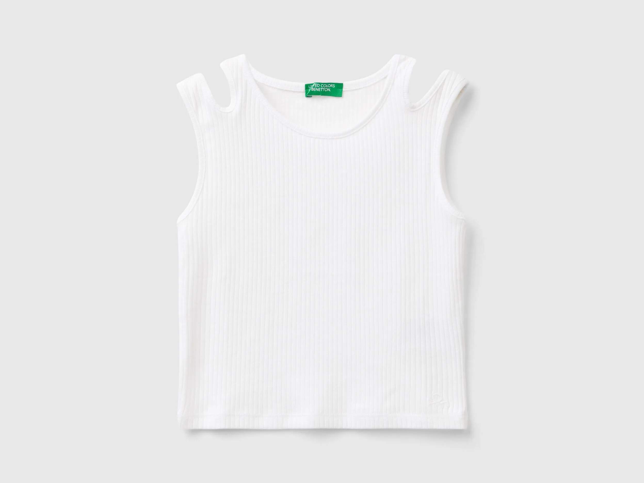 Camiseta de tirantes acanalada con troquelado