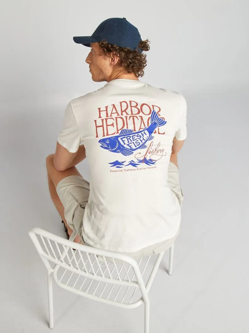 CAMISETA ESTAMPADA DE MANGA CORTA  BLANCO