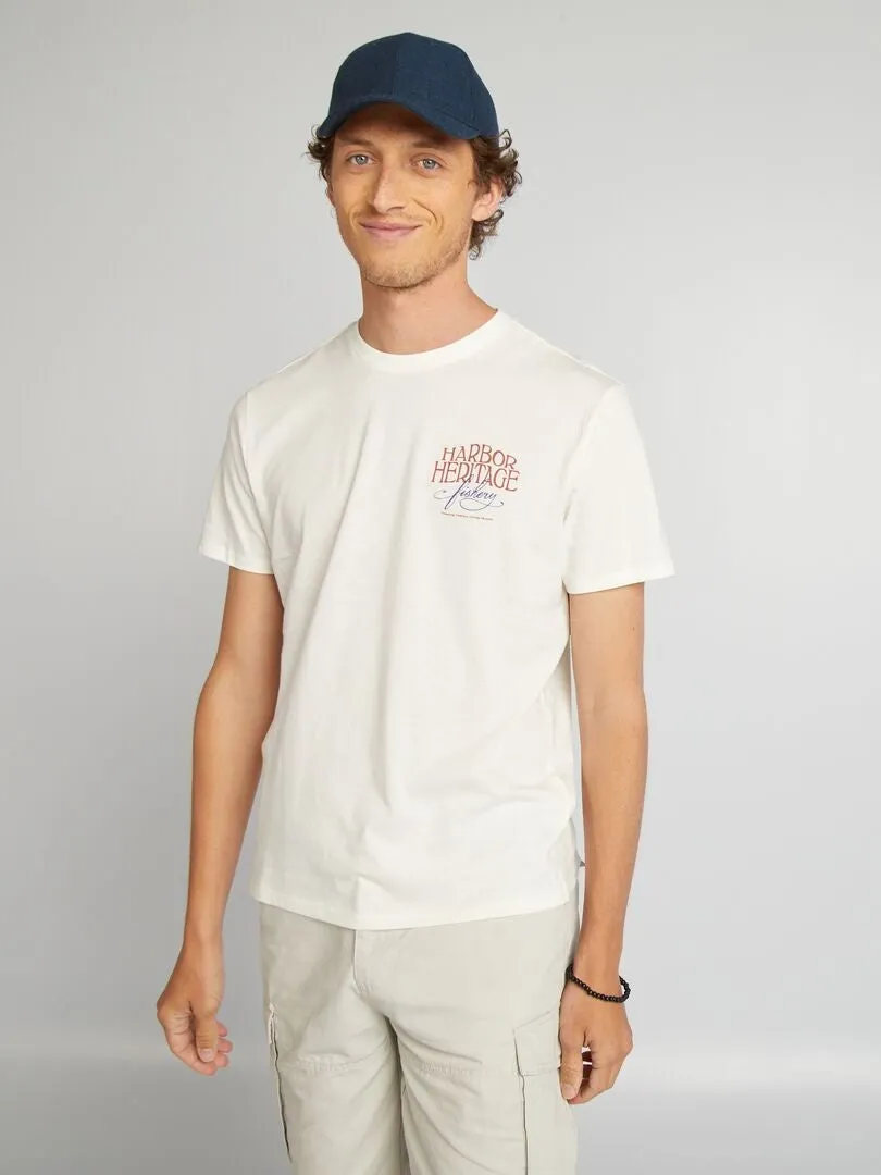 CAMISETA ESTAMPADA DE MANGA CORTA  BLANCO