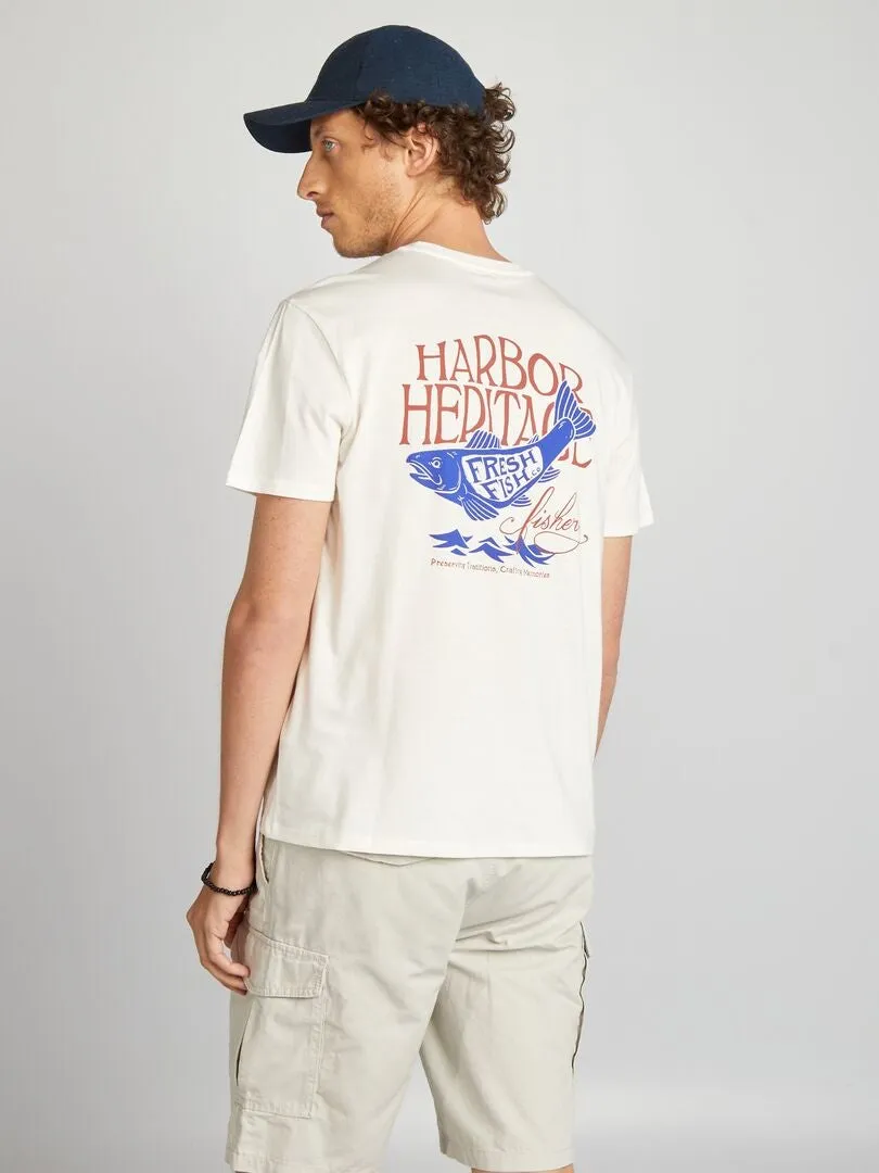 CAMISETA ESTAMPADA DE MANGA CORTA  BLANCO