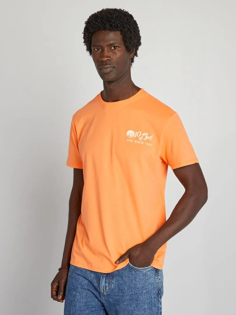 CAMISETA ESTAMPADA DE MANGA CORTA  NARANJA