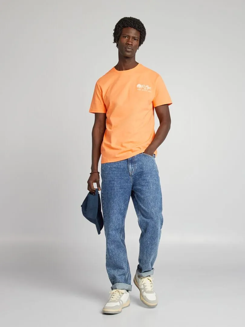 CAMISETA ESTAMPADA DE MANGA CORTA  NARANJA