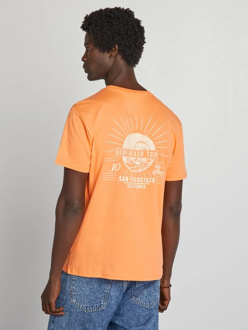 CAMISETA ESTAMPADA DE MANGA CORTA  NARANJA