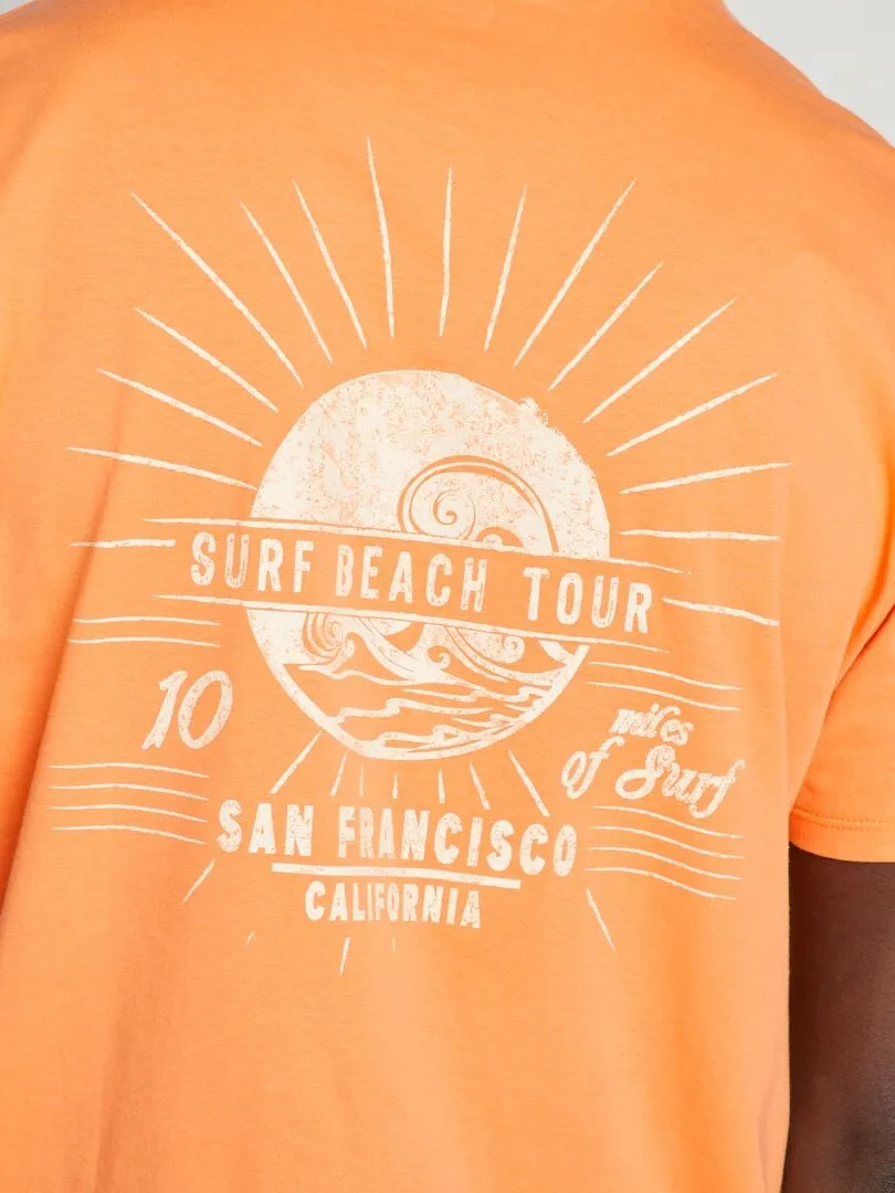 CAMISETA ESTAMPADA DE MANGA CORTA  NARANJA