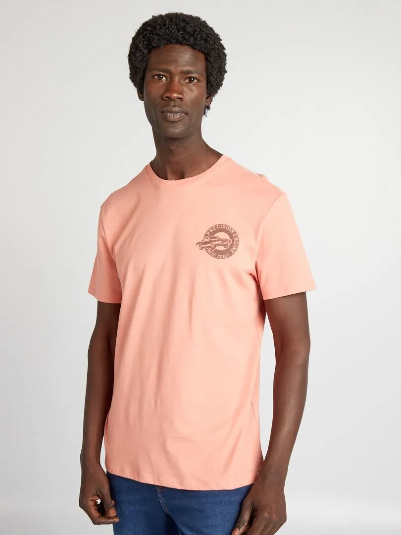 CAMISETA ESTAMPADA DE MANGA CORTA  ROSA