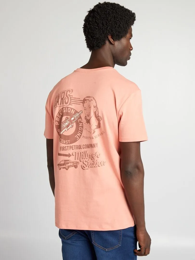 CAMISETA ESTAMPADA DE MANGA CORTA  ROSA
