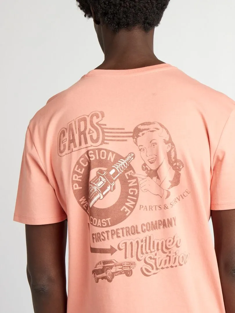 CAMISETA ESTAMPADA DE MANGA CORTA  ROSA