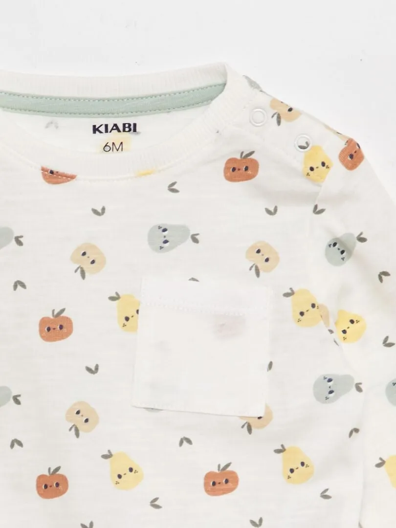 CAMISETA ESTAMPADA DE MANGA LARGA  BLANCO
