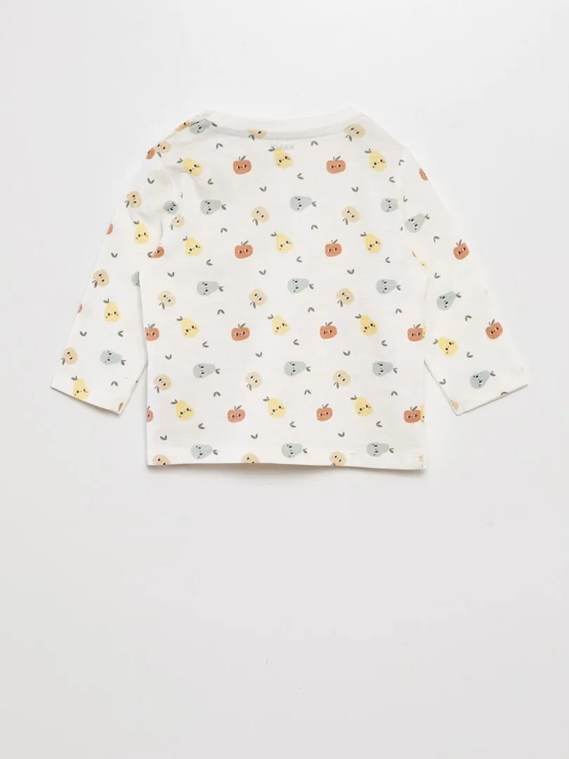 CAMISETA ESTAMPADA DE MANGA LARGA  BLANCO