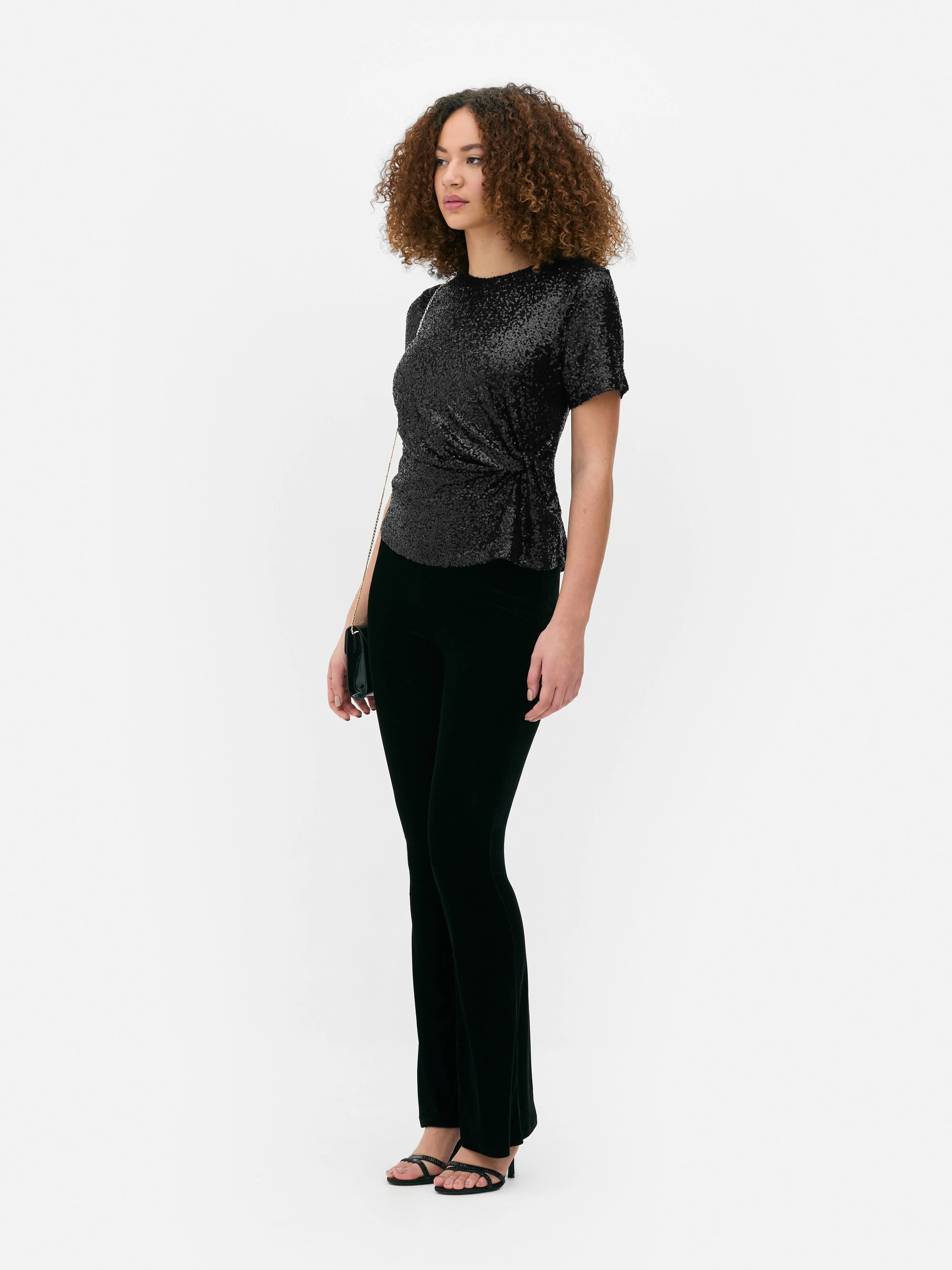 Camiseta fruncida con lentejuelas