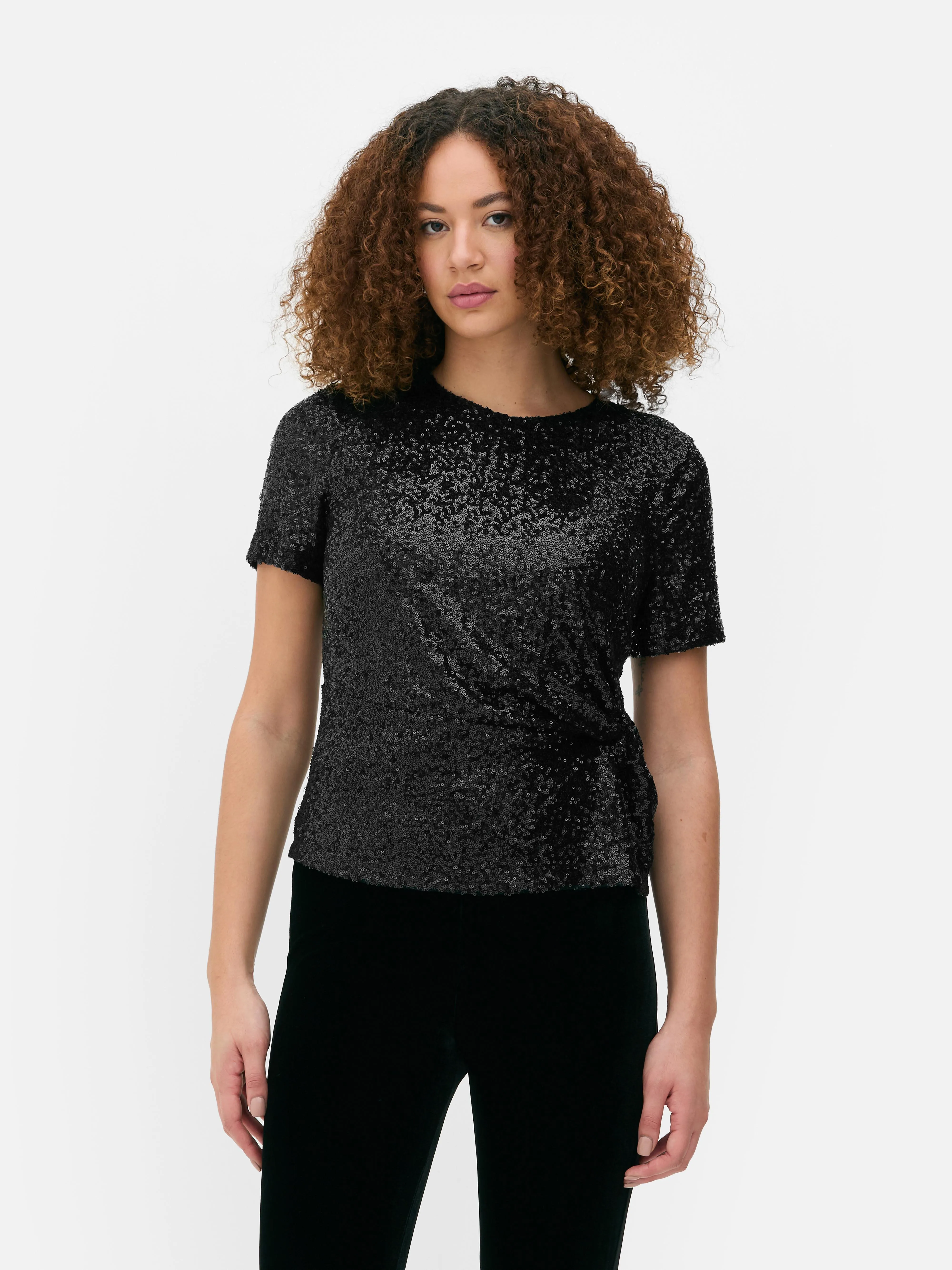 Camiseta fruncida con lentejuelas