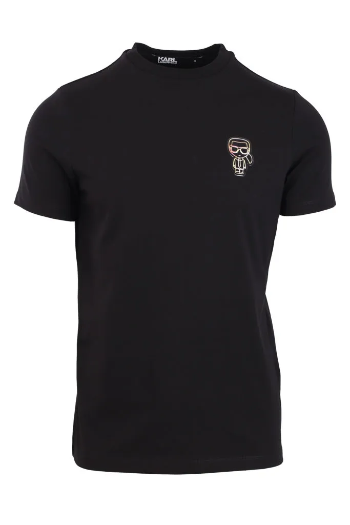 Camiseta negra con logo en silueta tornasol pequeño