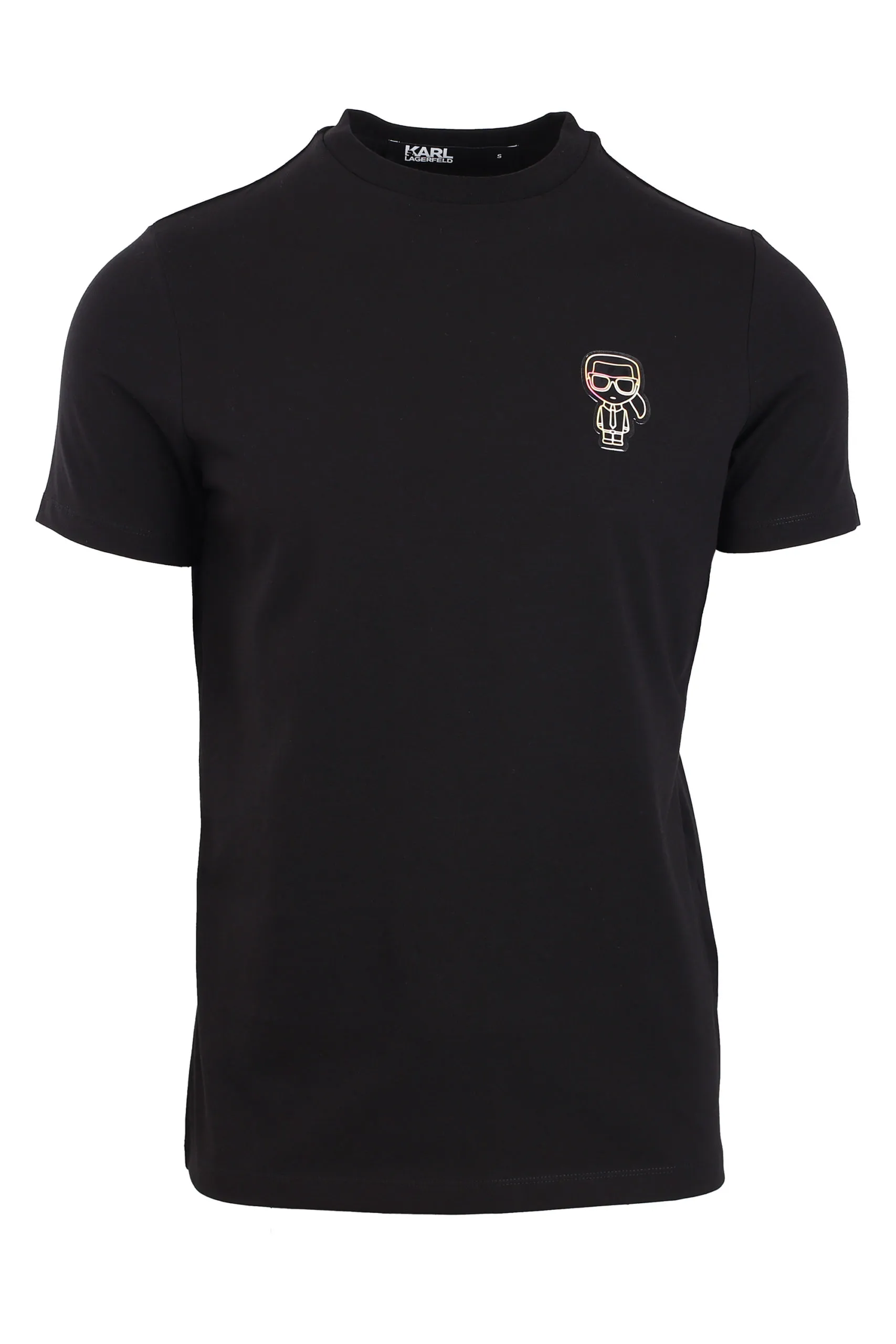 Camiseta negra con logo en silueta tornasol pequeño