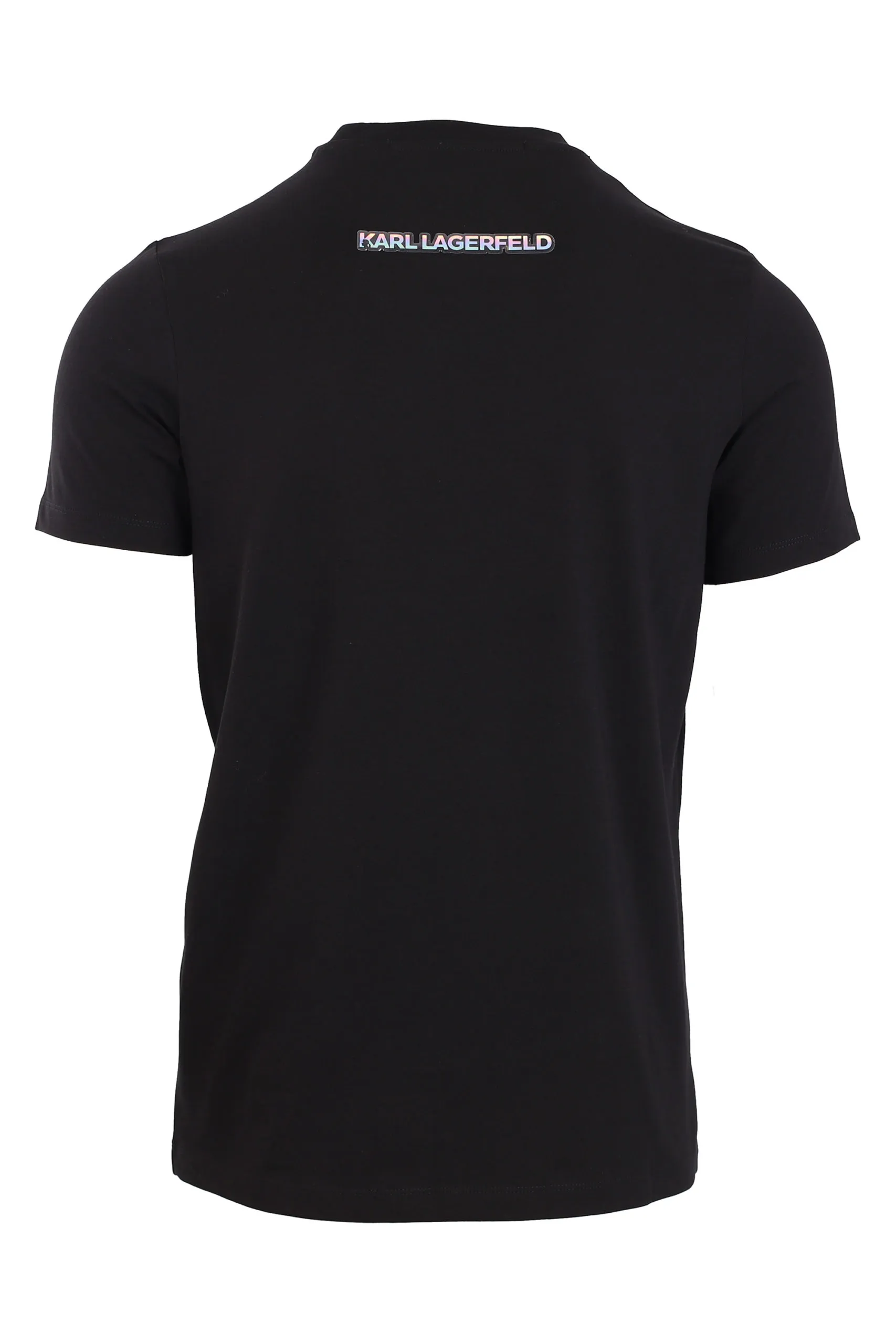Camiseta negra con logo en silueta tornasol pequeño