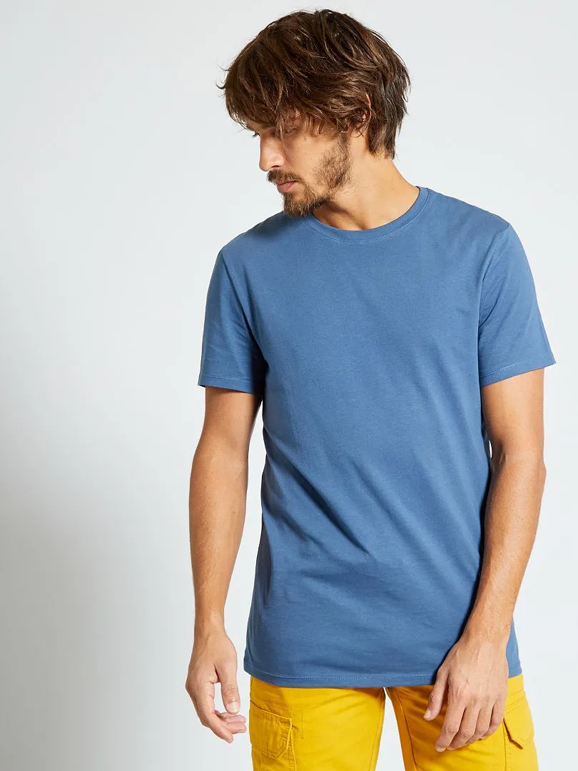 CAMISETA RECTA DE PUNTO LISA  AZUL