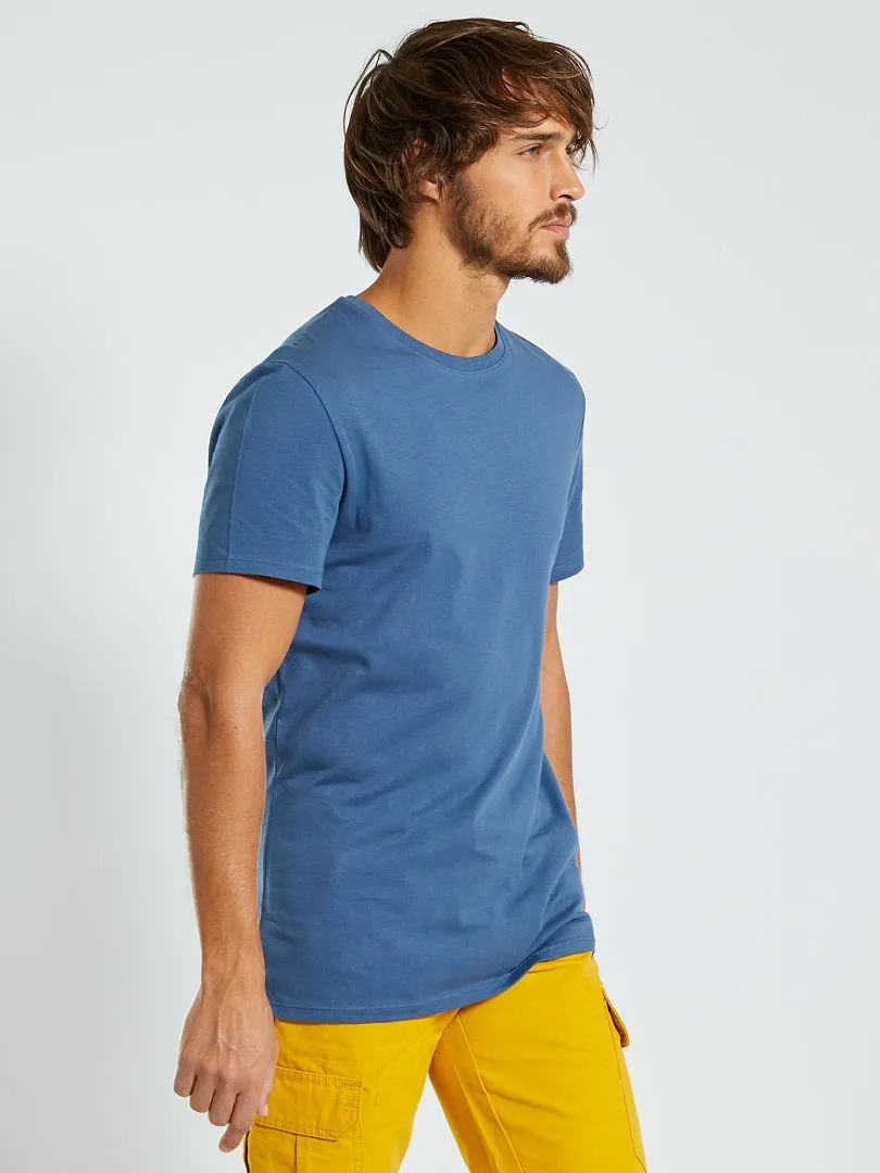 CAMISETA RECTA DE PUNTO LISA  AZUL