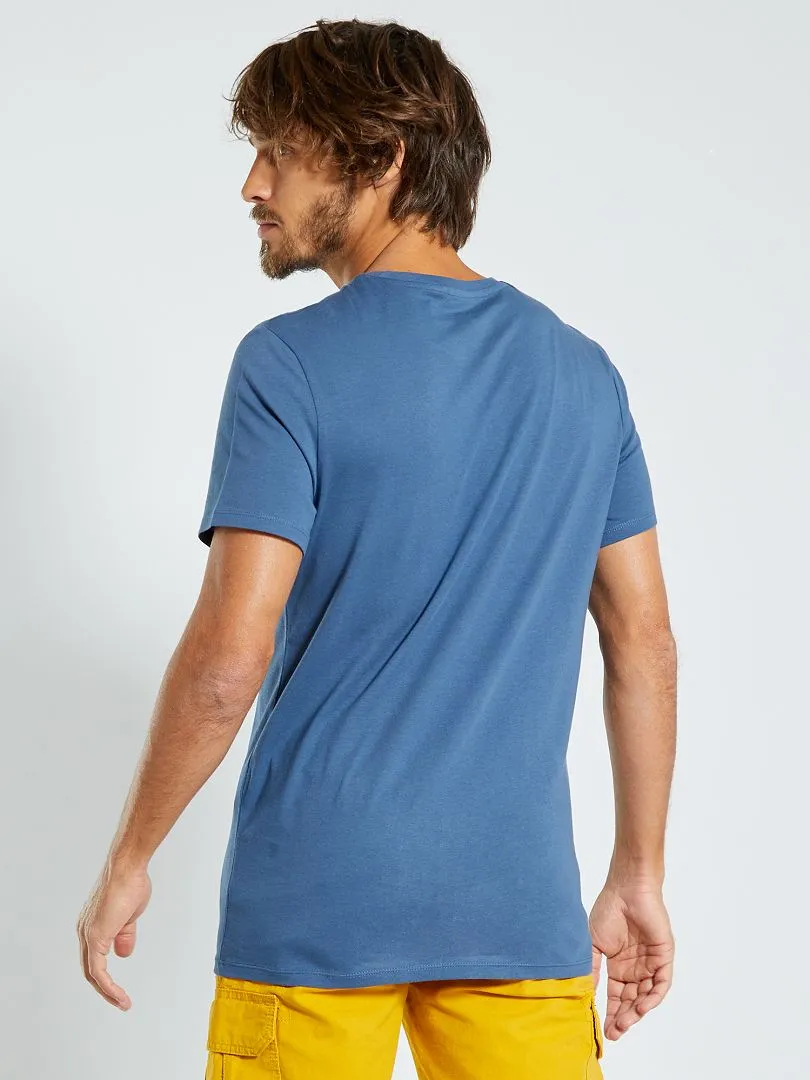 CAMISETA RECTA DE PUNTO LISA  AZUL