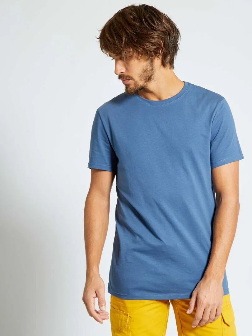 CAMISETA RECTA DE PUNTO LISA  AZUL