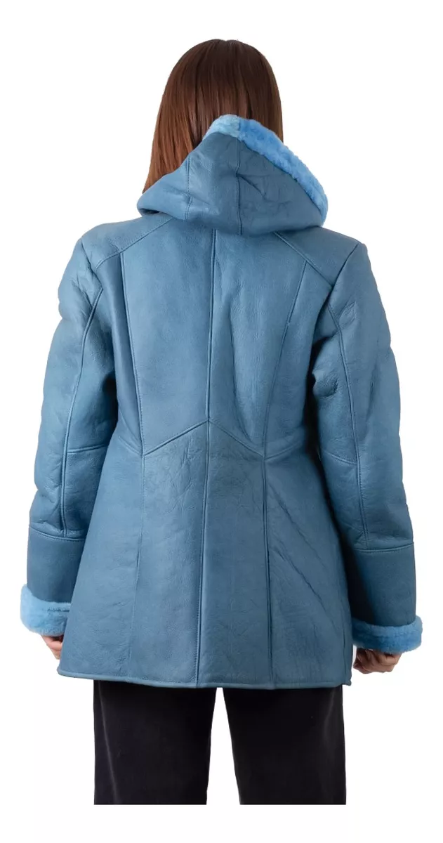 CAMPERA DE CUERO DE OVEJA DE MUJER AZUL  MODELO: 304