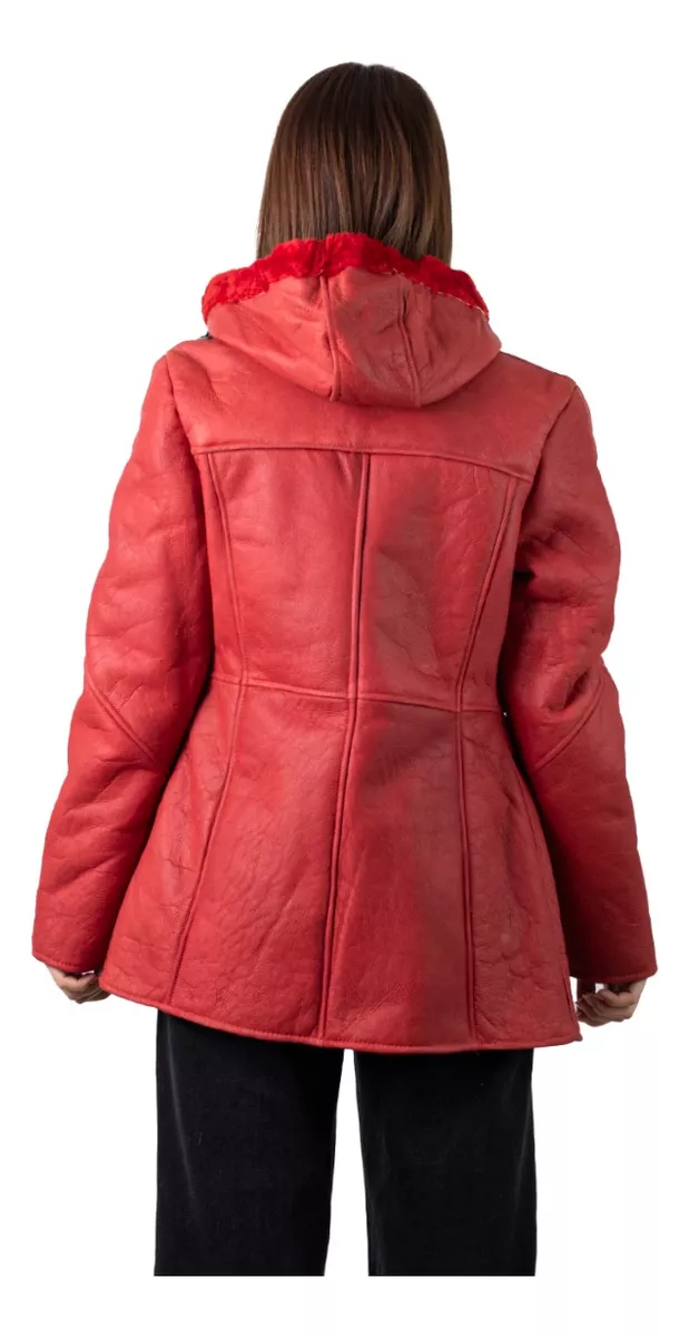 CAMPERA DE CUERO DE OVEJA DE MUJER ROJA  MODELO: 303