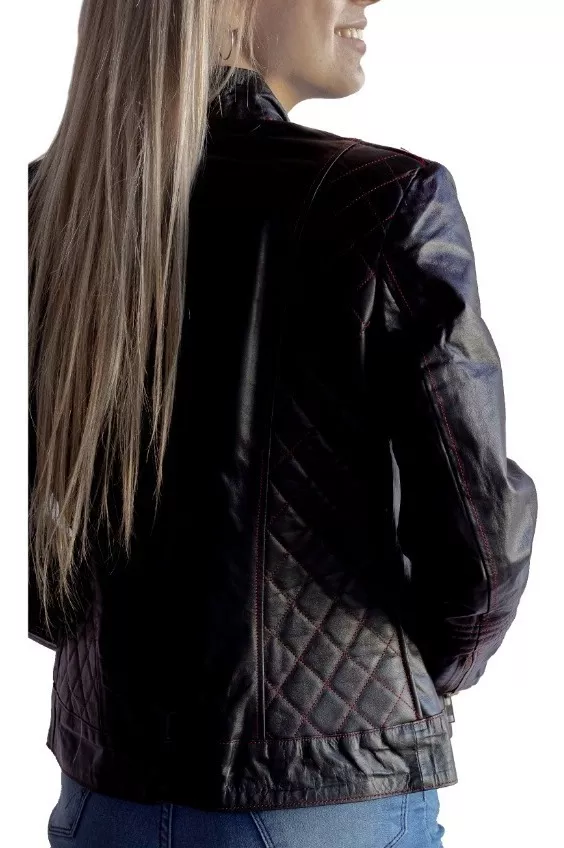 CAMPERA DE CUERO VACUNO DE MUJER  MODELO: ROCKERA DE DAMA