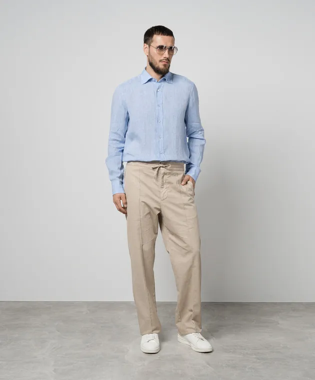 Canali Beige pants with linen