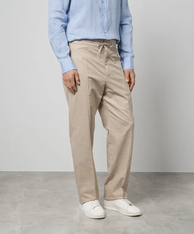 Canali Beige pants with linen
