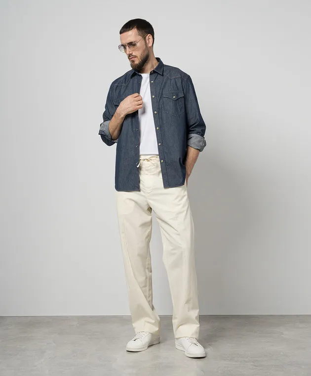 Canali Yellow pants with linen
